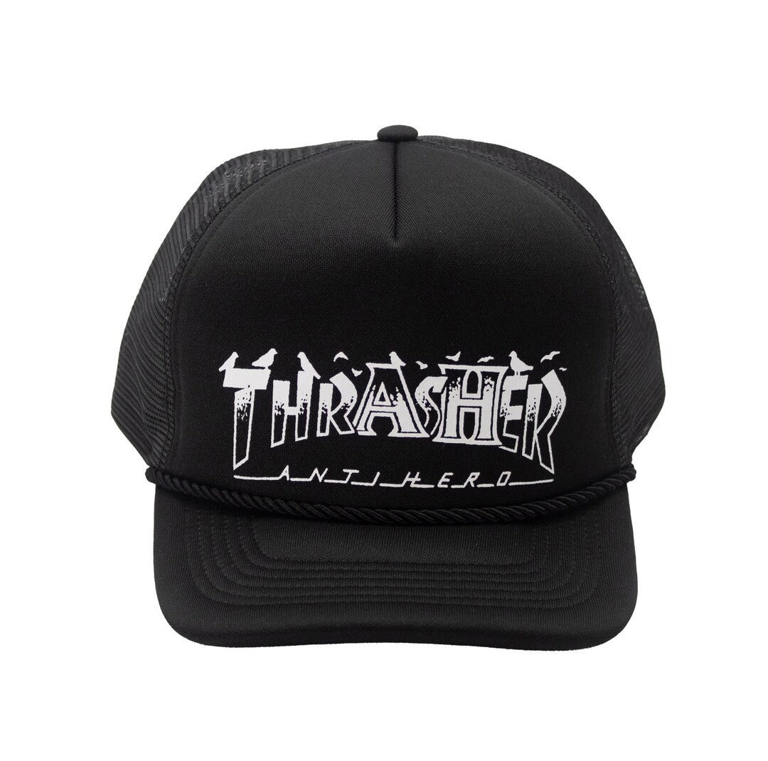 Boné Thrasher x Anti hero TRUCKER PIGEON Black/preto