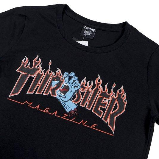 Camiseta Thrasher x Santa Cruz FEMININA THRASHER SCREAMING FLAME LOGO SS - Preta