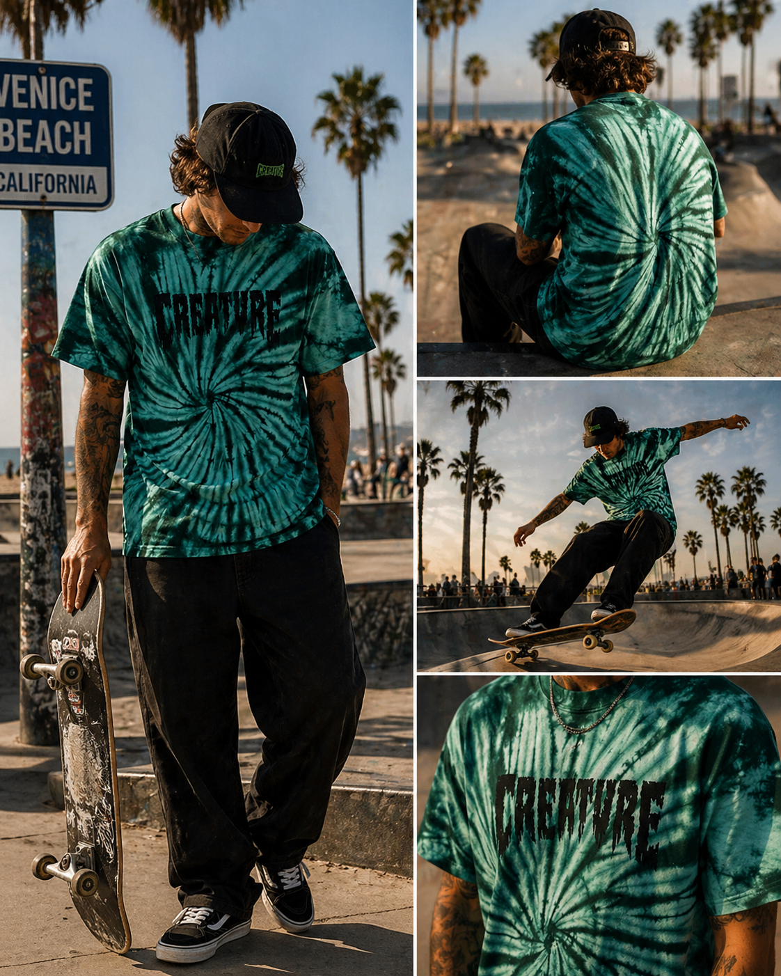 Camiseta Creature ESPECIAL SHREDDED TIE DYE - Verde/green