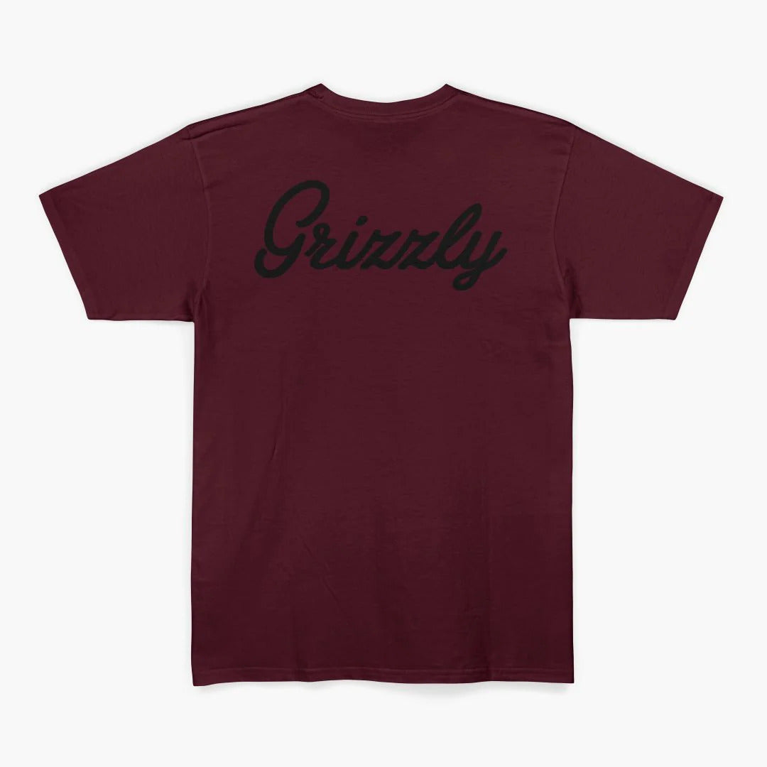 Camiseta Grizzly GRIZZLY BACK SCRIPT LOGO TEE - Burgundy/Vinho