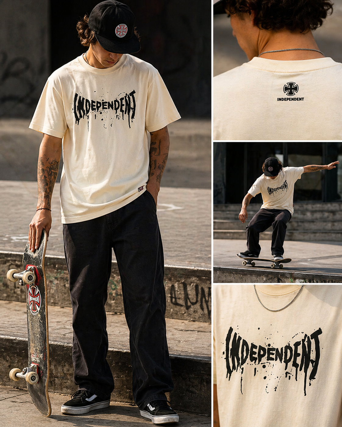 Camiseta Independent SPLATTER SPAN SS Branca Offwhite