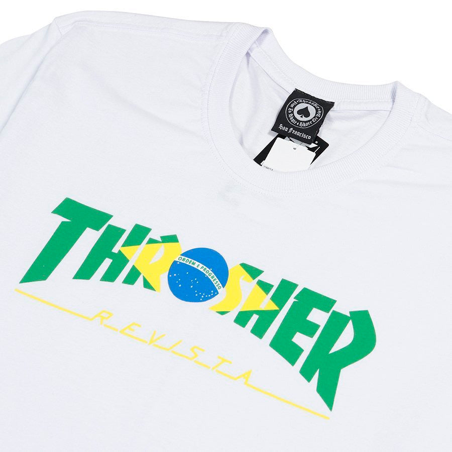 Camiseta Thrasher Brazil Revista White/Branca