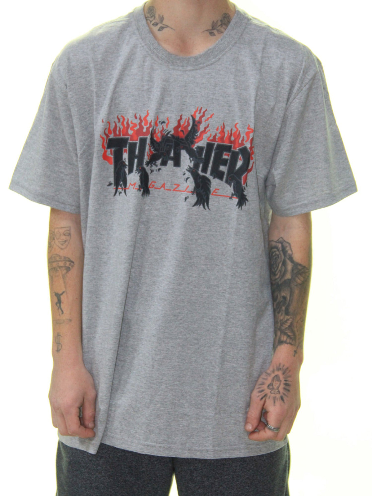Camiseta Thrasher CROWS - CInza/Grey