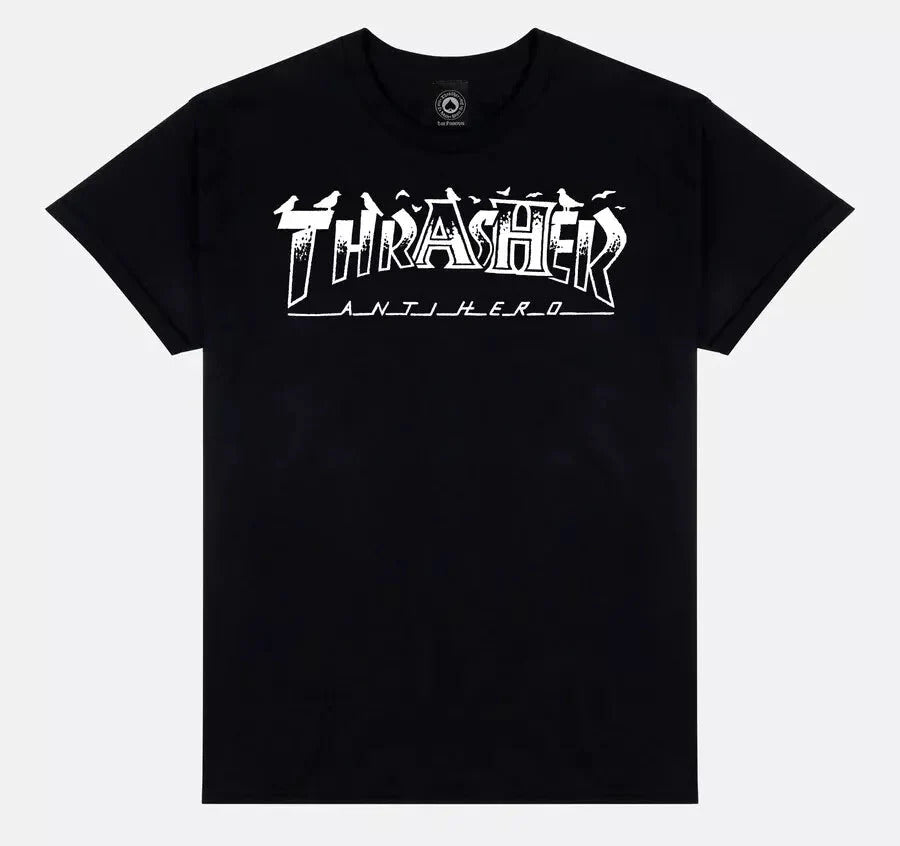 Camiseta Thrasher magazine x Anti hero PIGEON MAG - Black/Preto