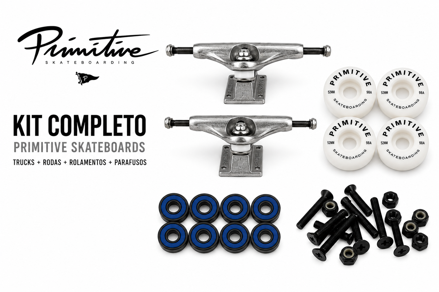 Setup Primitive Pro Street - Kit Truck + Roda + Rolamento + Parafuso de base