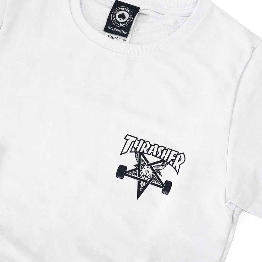Cropped Thrasher Moletinho - Skategoat - White/Branca