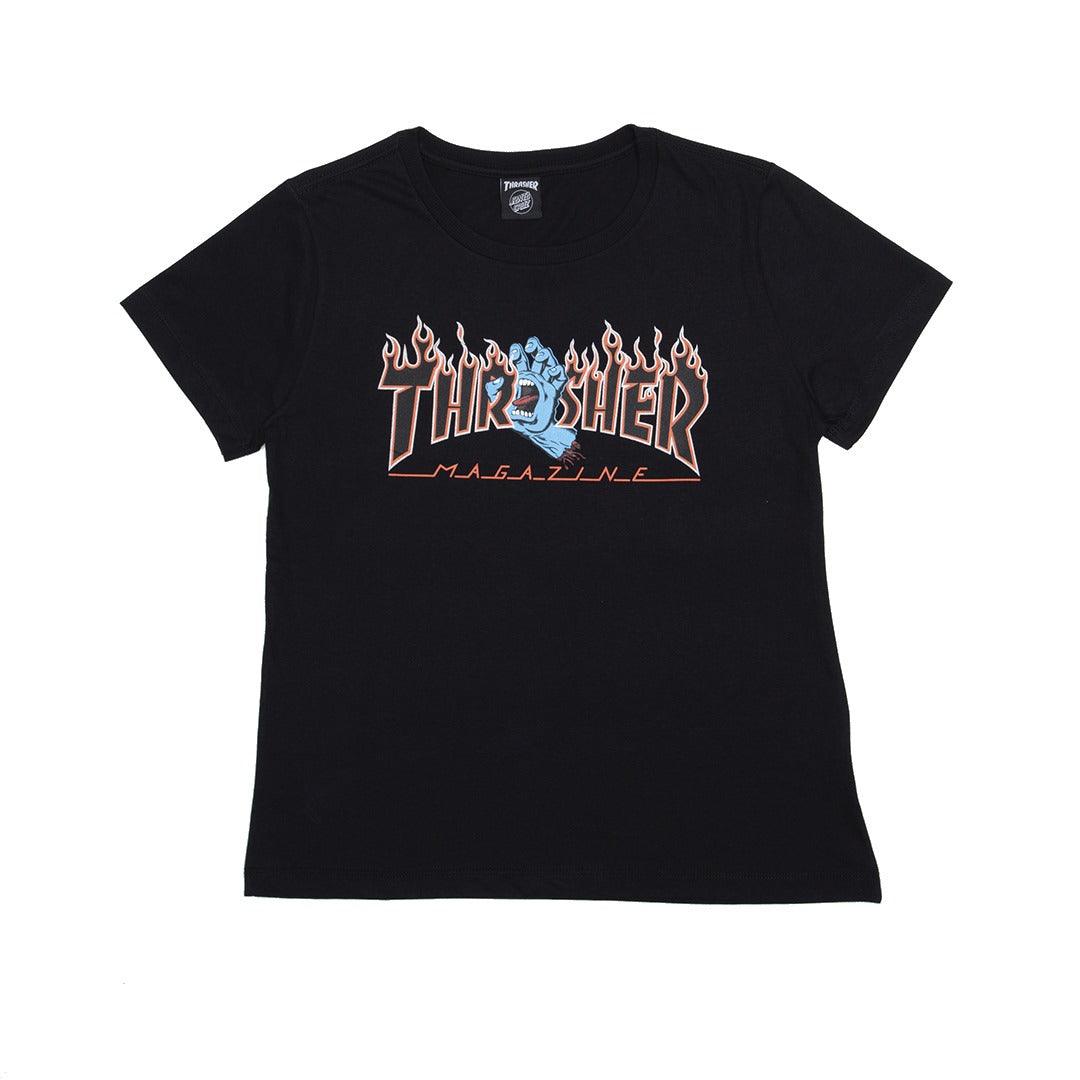 Camiseta Thrasher x Santa Cruz FEMININA THRASHER SCREAMING FLAME LOGO SS - Preta
