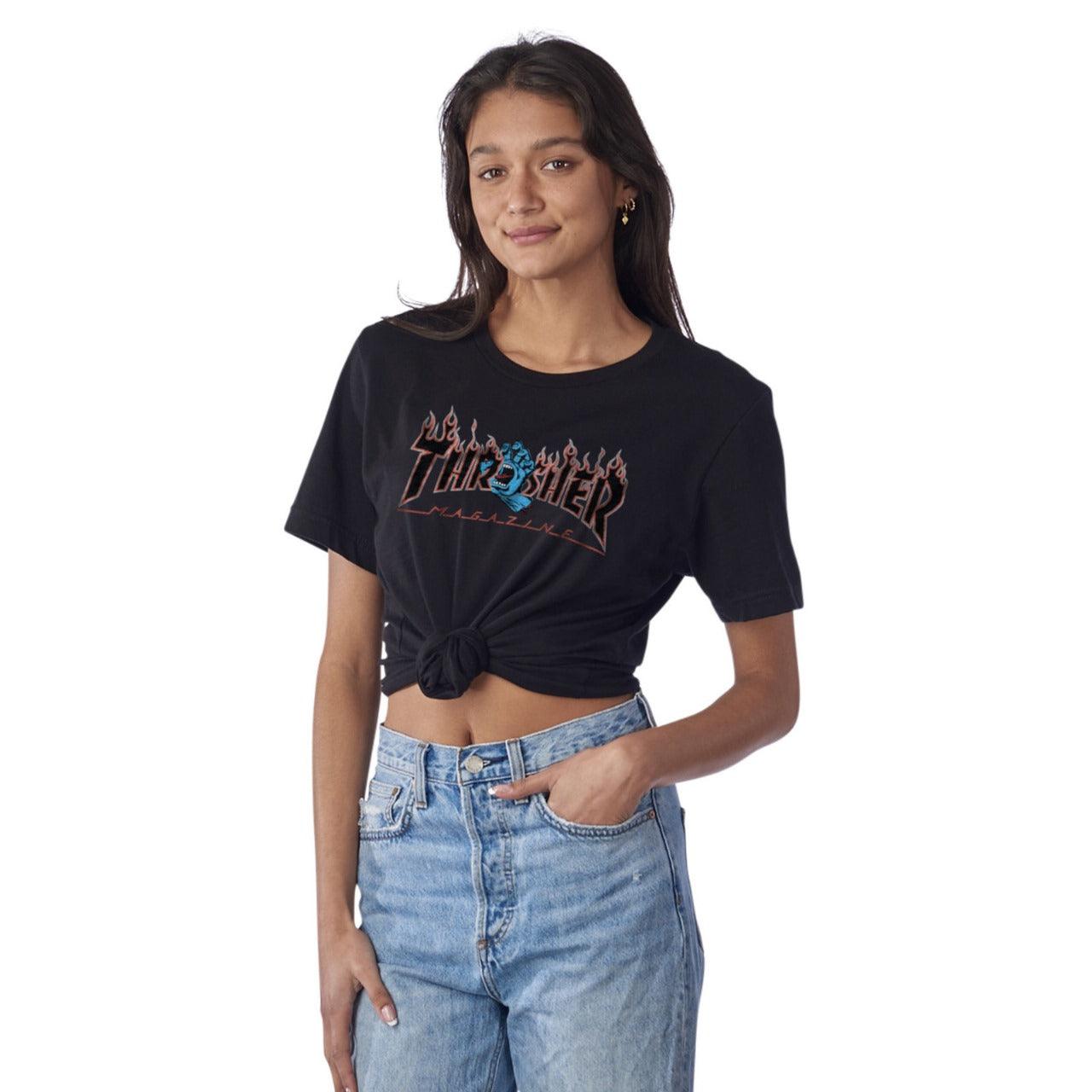 Camiseta Thrasher x Santa Cruz FEMININA THRASHER SCREAMING FLAME LOGO SS - Preta