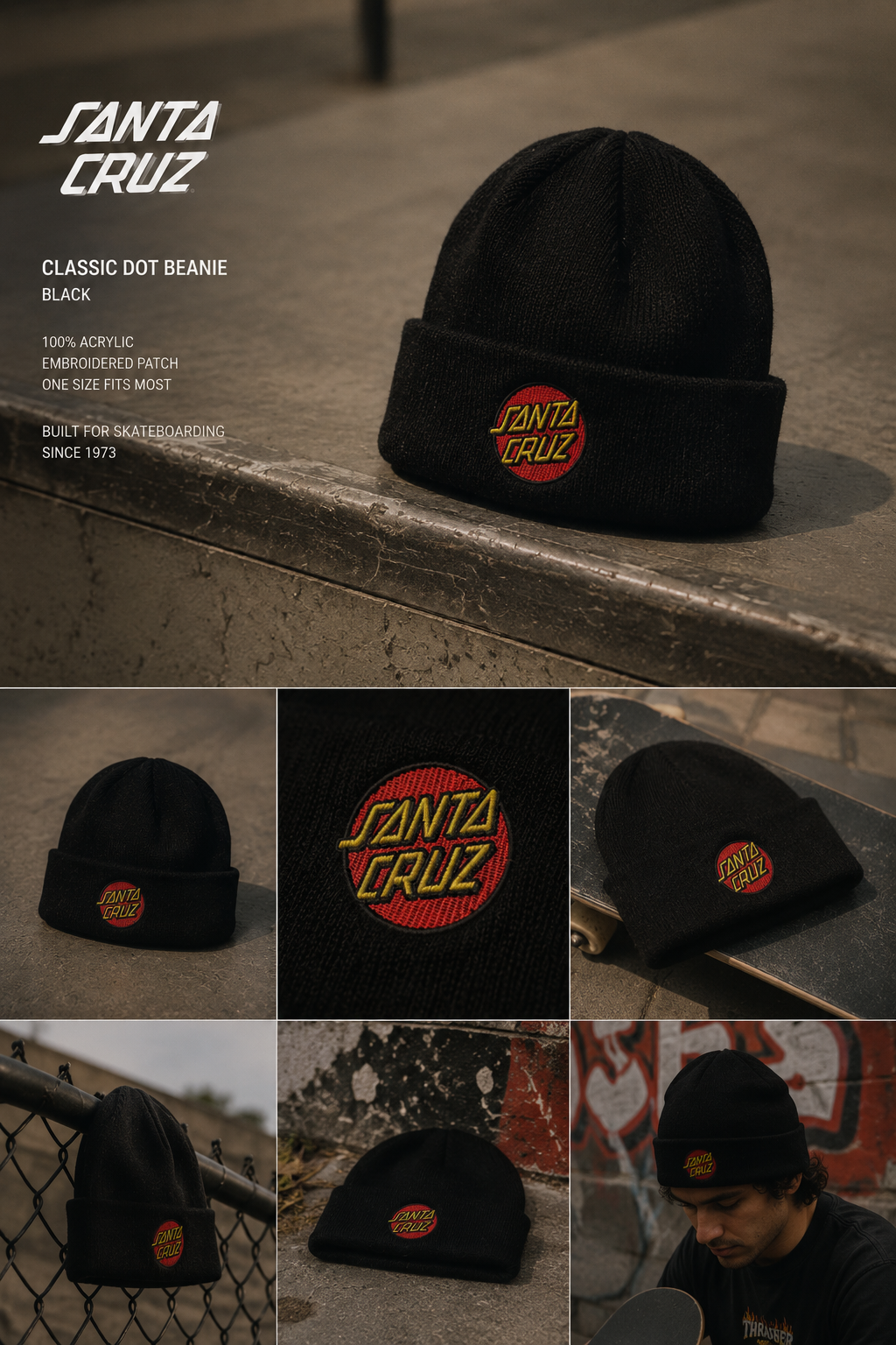 Touca Santa Cruz - Classic DOT - Black/Preto