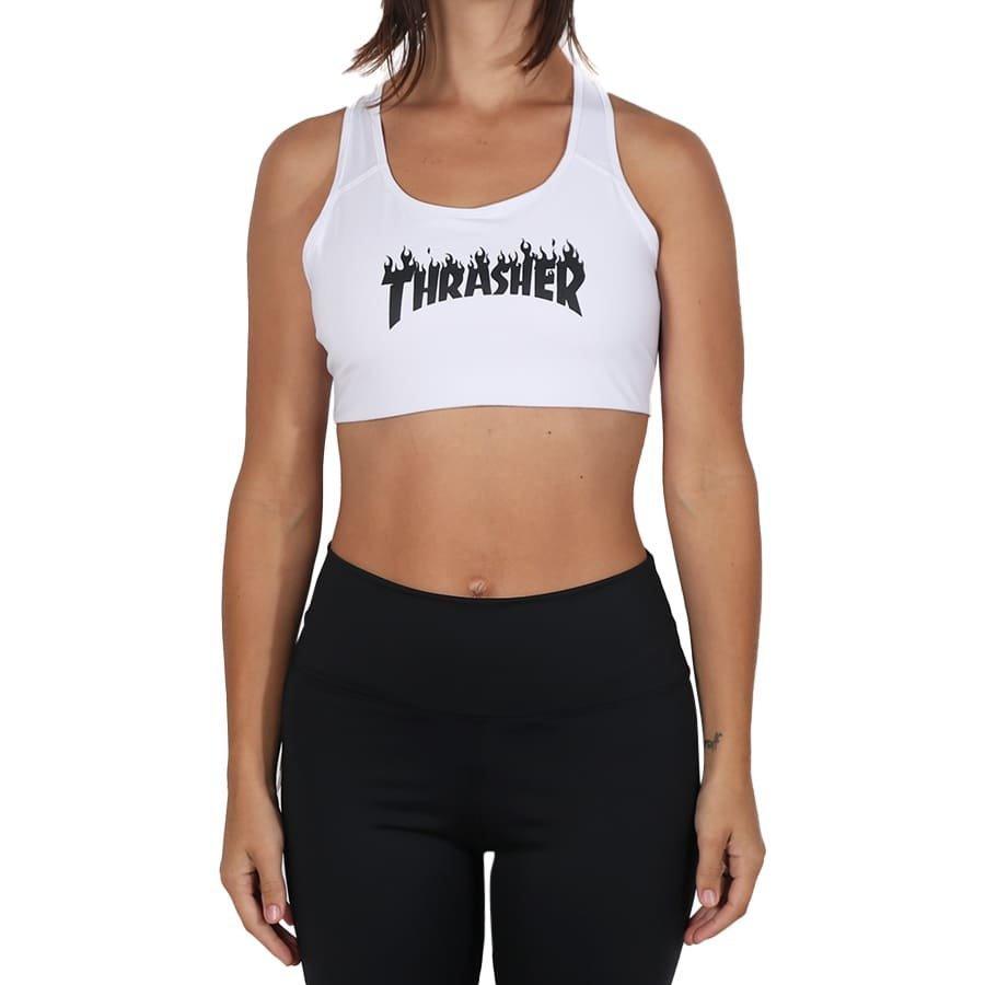 Top Thrasher Flame Hot - Branco/Preto