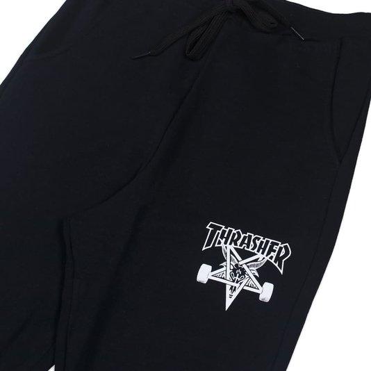 Calça Feminina Thrasher Moletinho - Skategoat - Black/Preto - Dreamin Shop BR