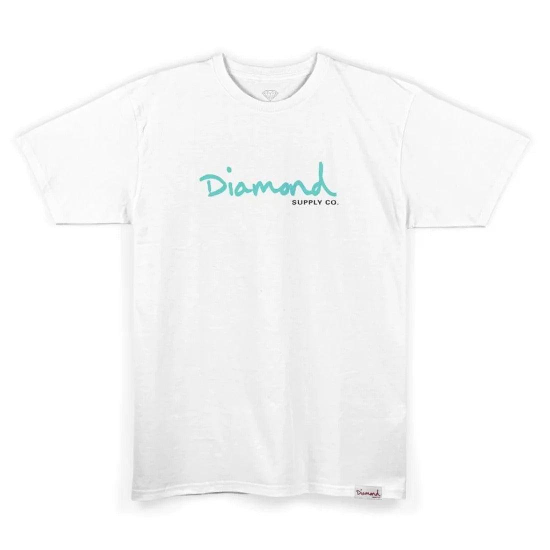 Camiseta Diamond Supply - OG SCRIPT TEE - White/Branco - Dreamin Shop BR