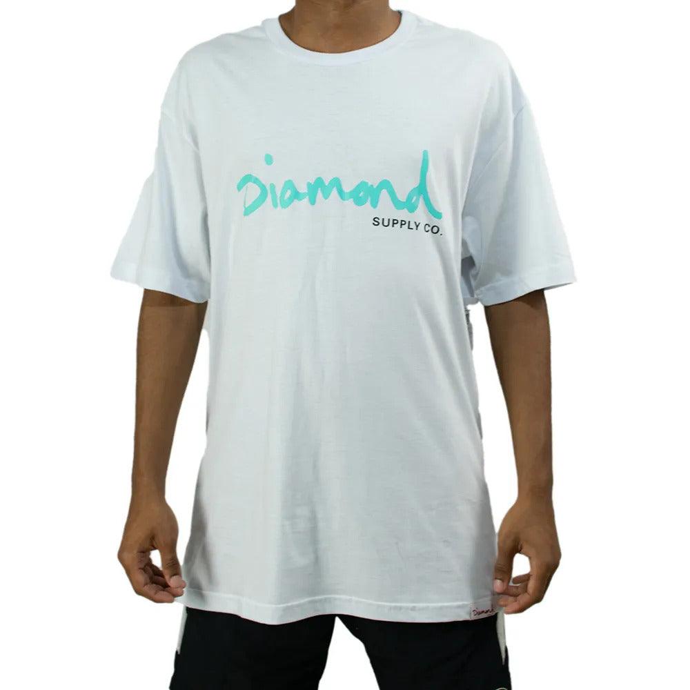 Camiseta Diamond Supply - OG SCRIPT TEE - White/Branco - Dreamin Shop BR