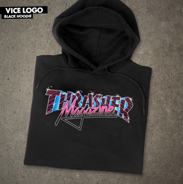 MOLETOM THRASHER CANGURU FECHADO VICE LOGO - Black/Preto