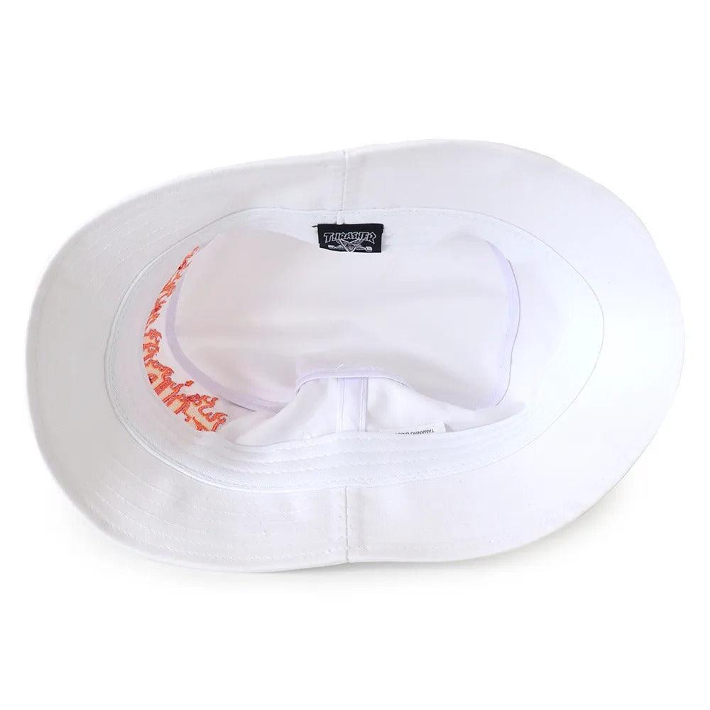 Chapéu Thrasher Bucket - Flame Logo Branco