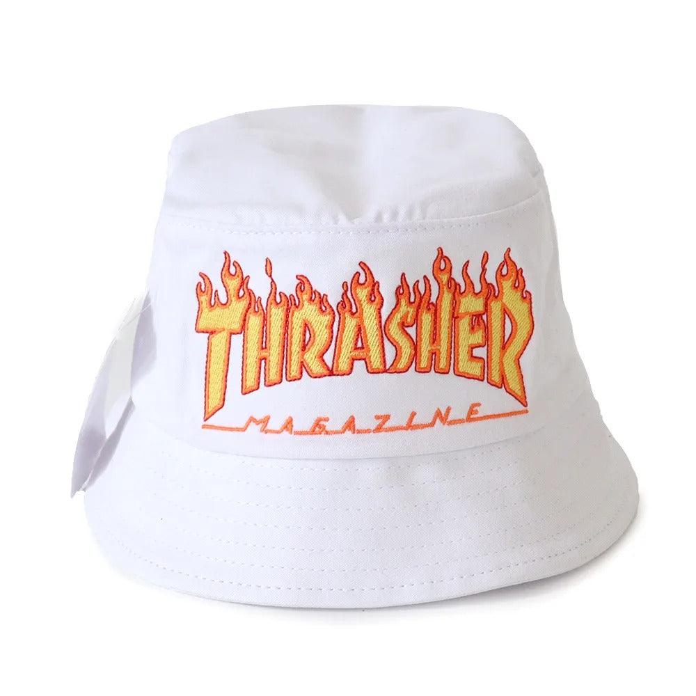 Chapéu Thrasher Bucket - Flame Logo Branco