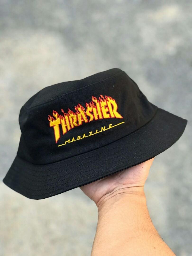 Chapéu Thrasher Bucket - Flame Logo Preto
