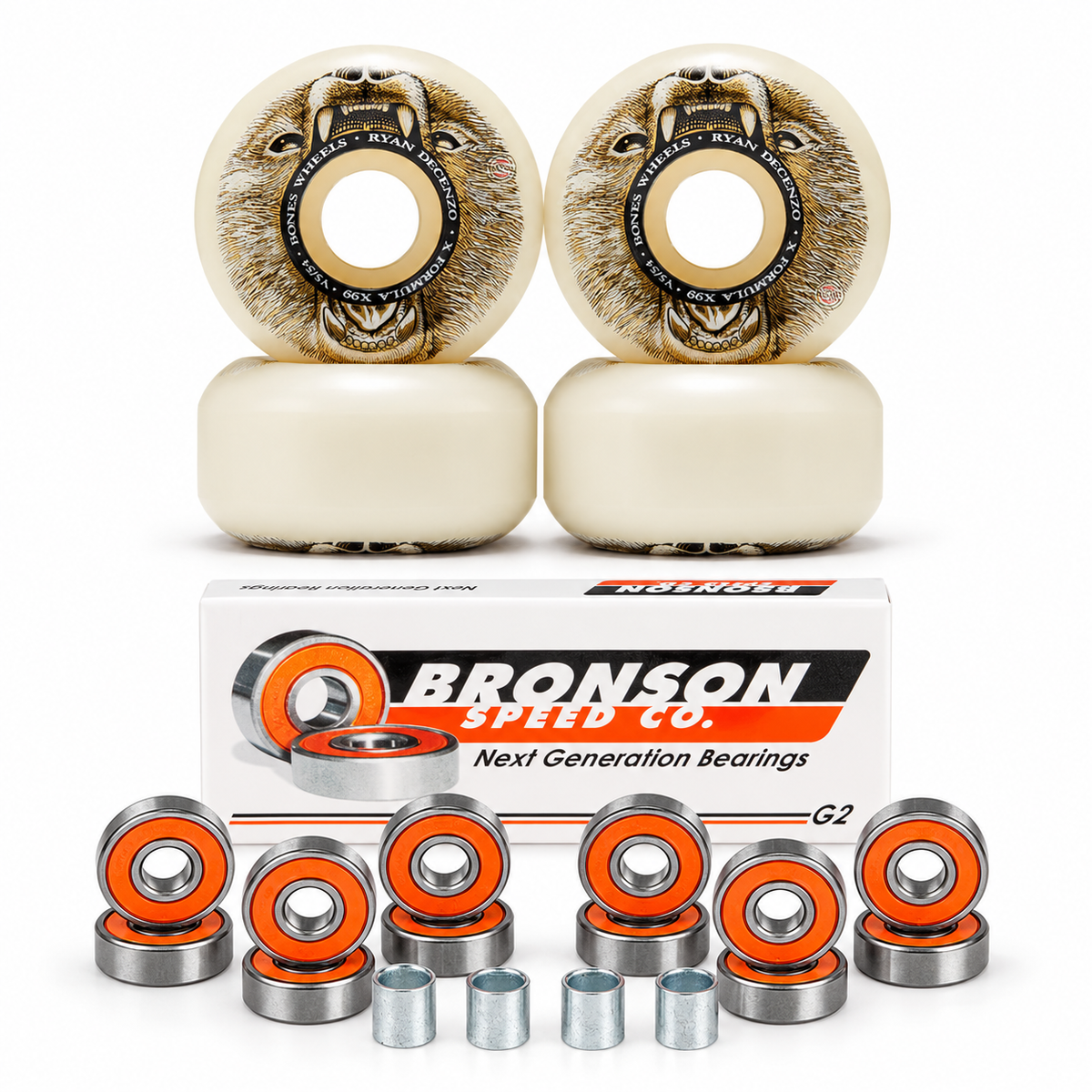 COMBO Roda Bones wheels X-FORMULA 99A V5 SIDECUT DECEZO 54MM 99A + Rolamento Bronson G2 Importado