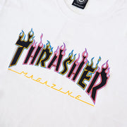 Camiseta Feminina Thrasher Magazine Double FLAME LOGO NEON white