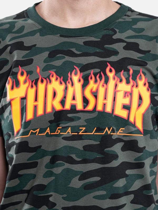 Camiseta Thrasher Magazine Flame Camo Green