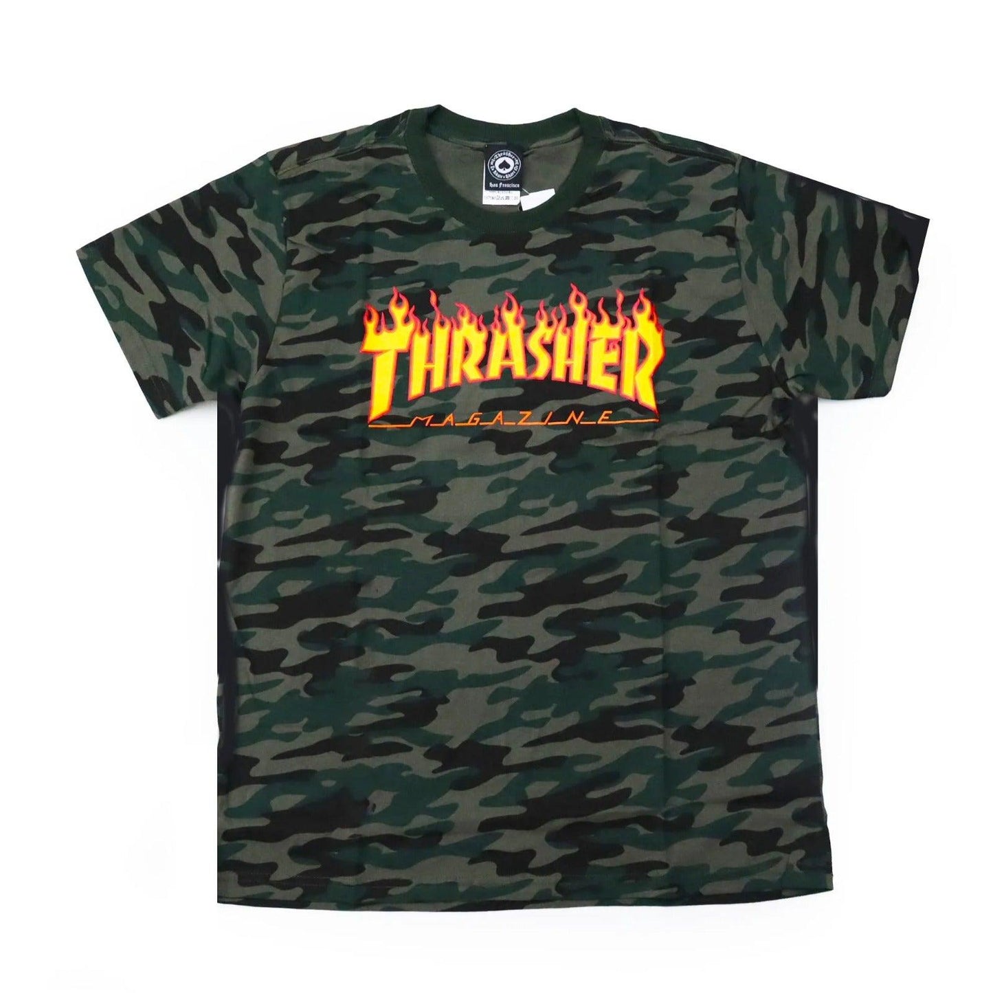 Camiseta Thrasher Magazine Flame Camo Green