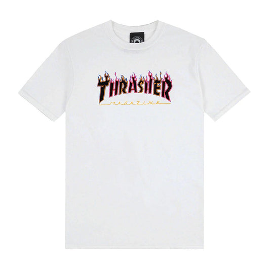 Camiseta Thrasher magazine Double FLAME LOGO white