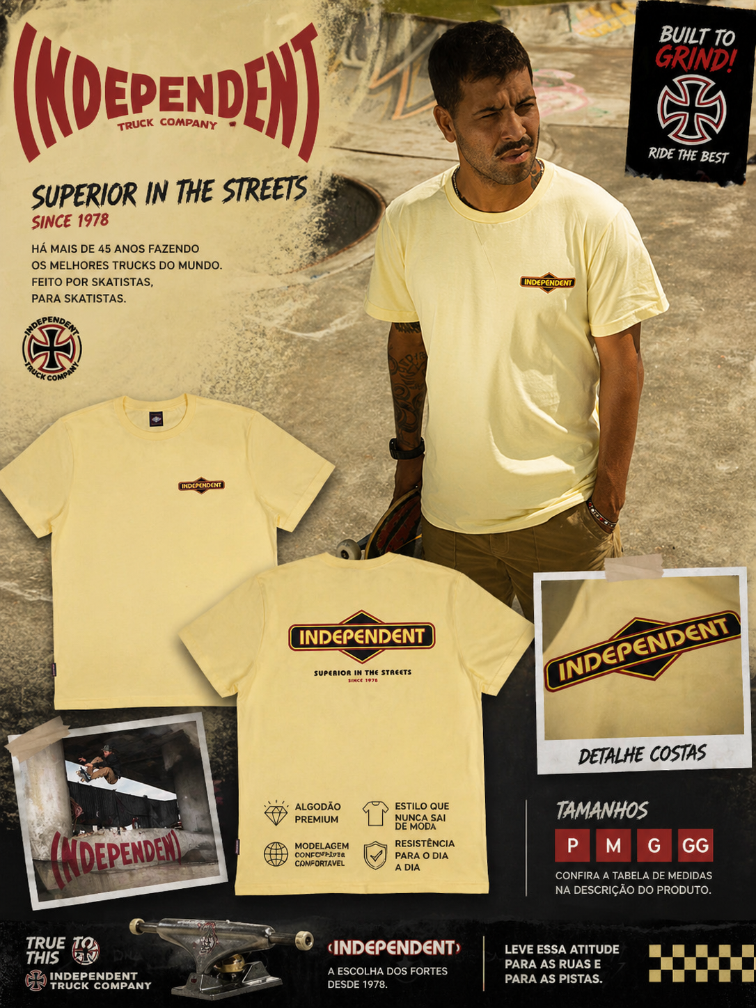 Camiseta Independent DIAMOND GROUNDWORK SS -  Bege