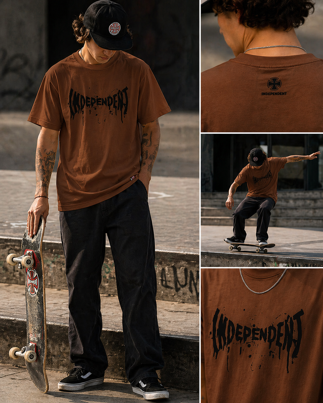 Camiseta Independent SPLATTER SPAN SS Marrom