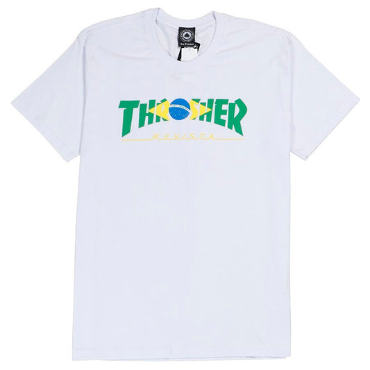 Camiseta Thrasher Brazil Revista White/Branca