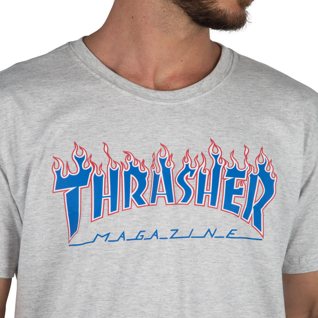Camiseta Thrasher PATRIOT FLAME - CInza/Grey