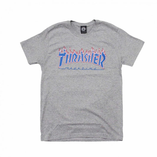 Camiseta Thrasher PATRIOT FLAME - CInza/Grey