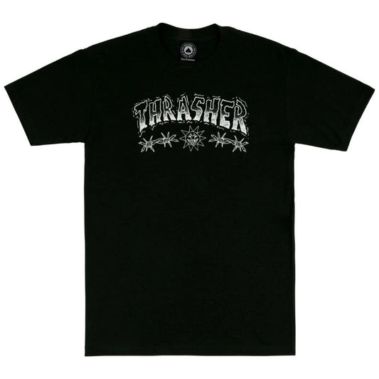 Camiseta Thrasher magazine   BARBED WIRE - BLACK/PRETO