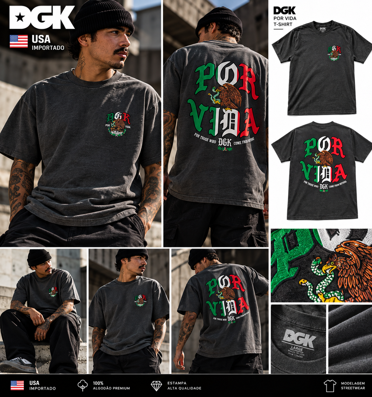 Camiseta Importada DGK - VIVO Cinza Escuro/Grey - M