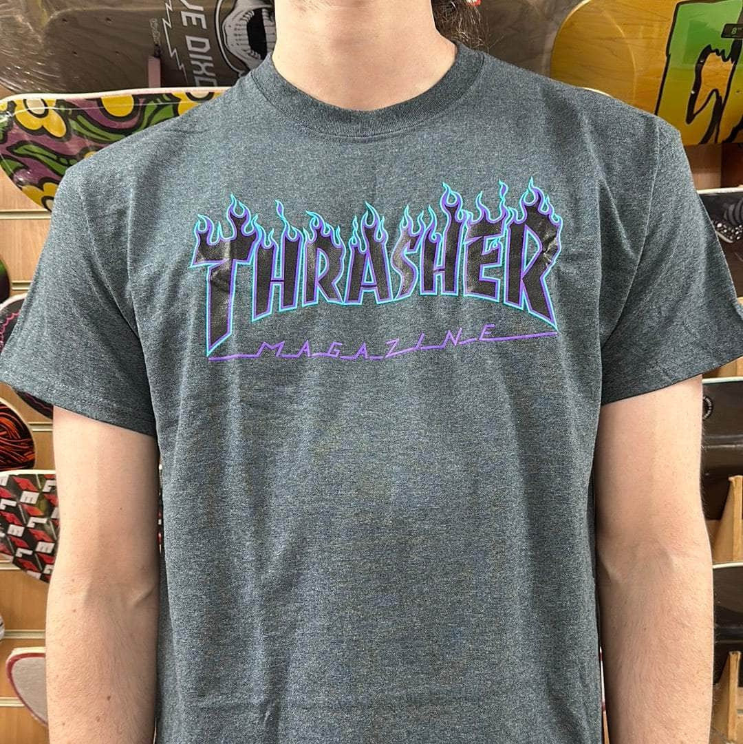 Camiseta Thrasher magazine FLAME LOGO - Cinza Mescla