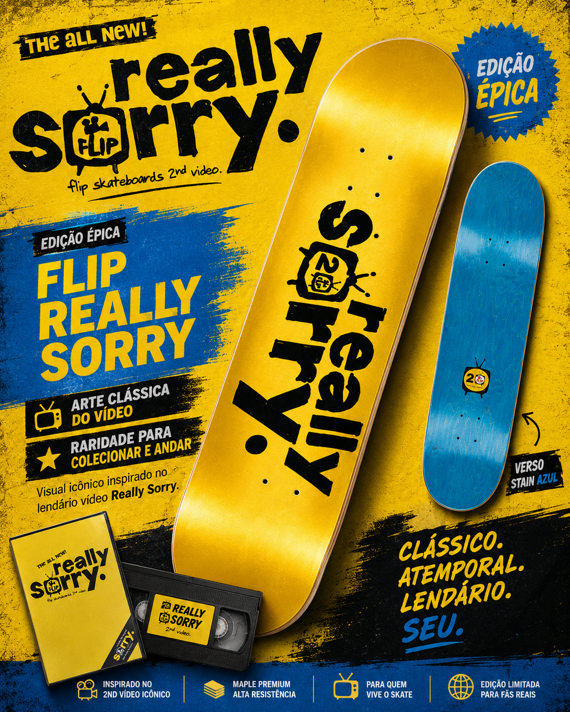 Shape FLIP Skateboards Really Sorry yellow 8.25"