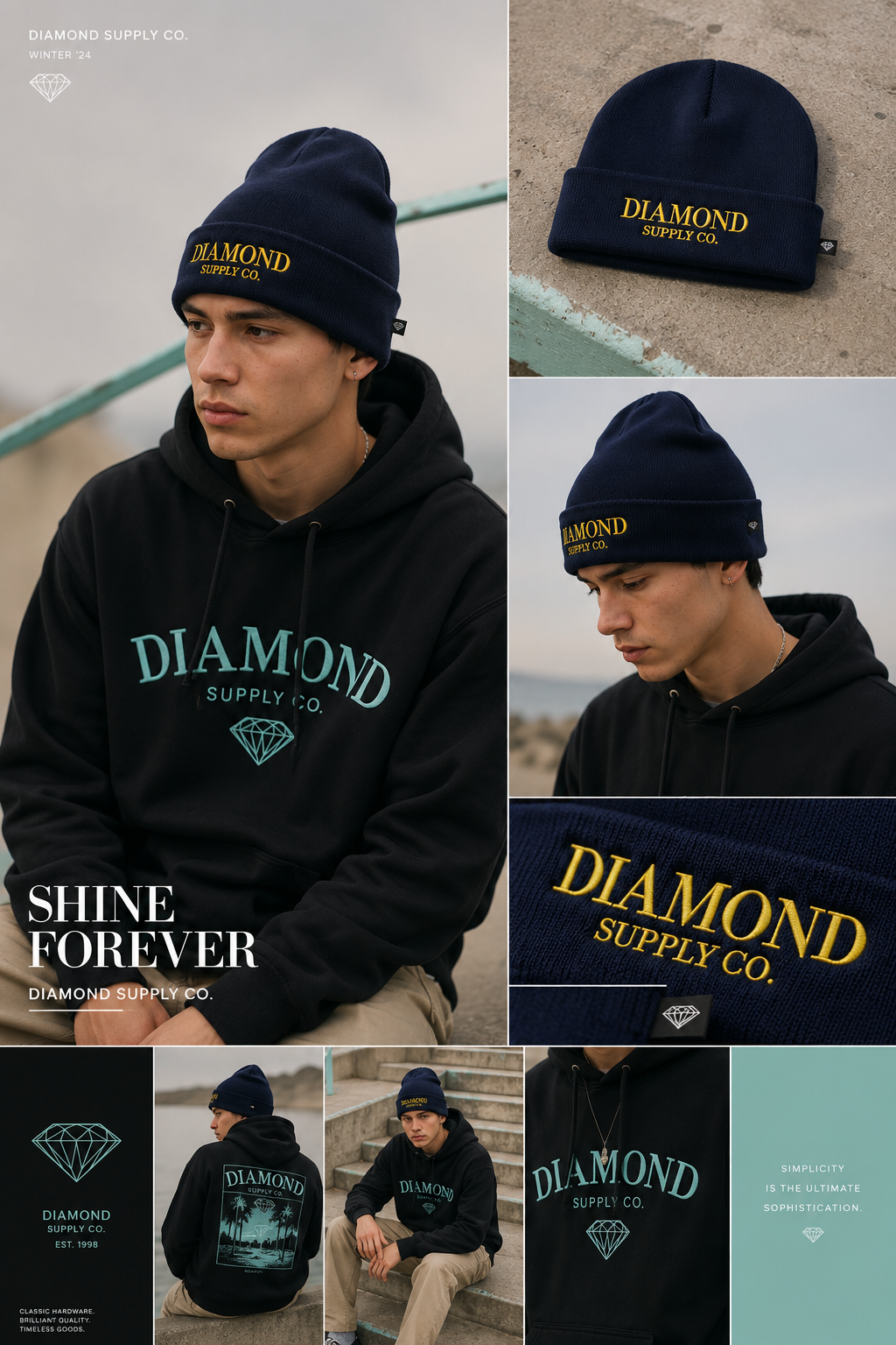 Touca  Diamond Supply - Elegant Los Angeles - Blue/Azul