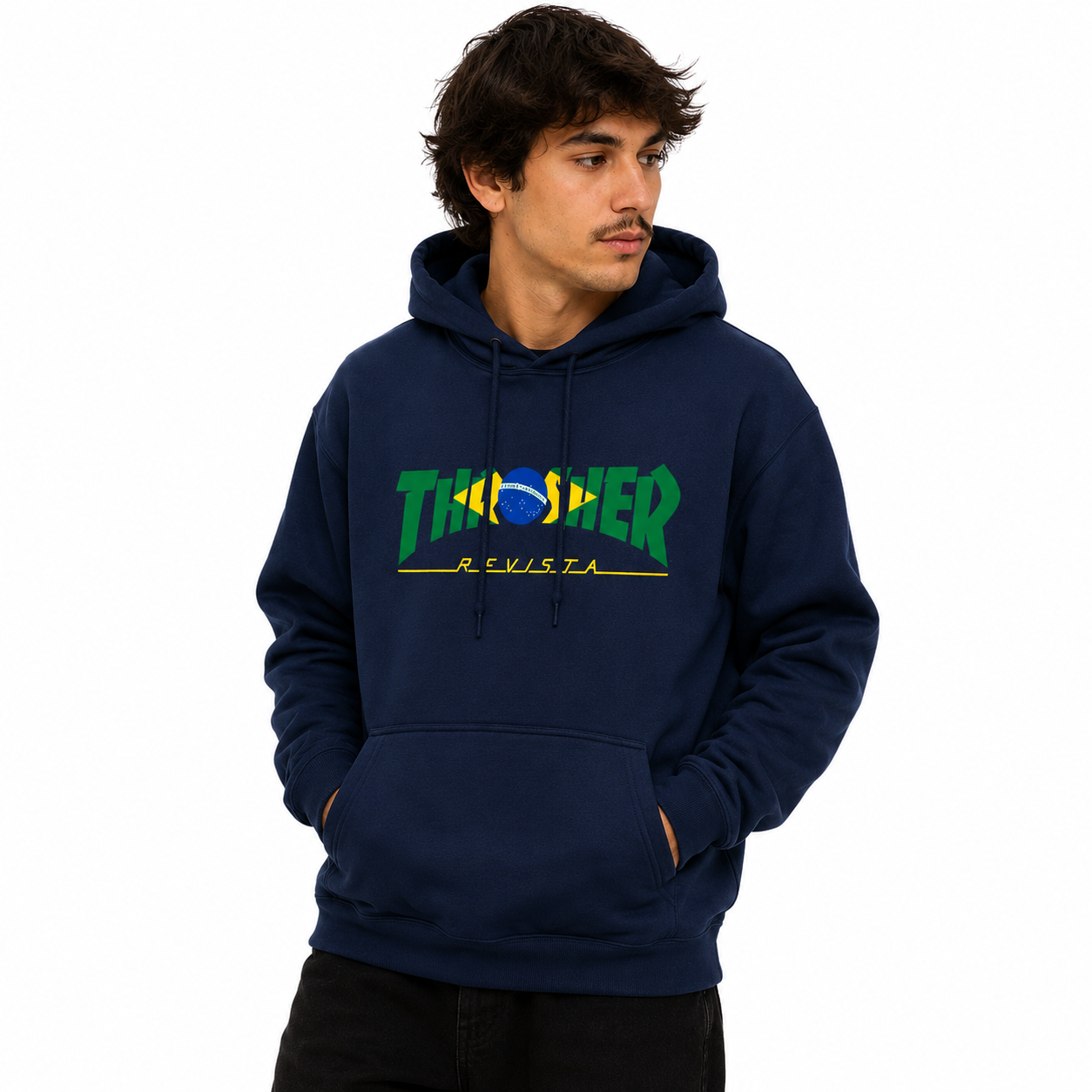 MOLETOM THRASHER MAGAZINE CMOLETOM BRAZIL REVISTA-OUT - Azul/Blue