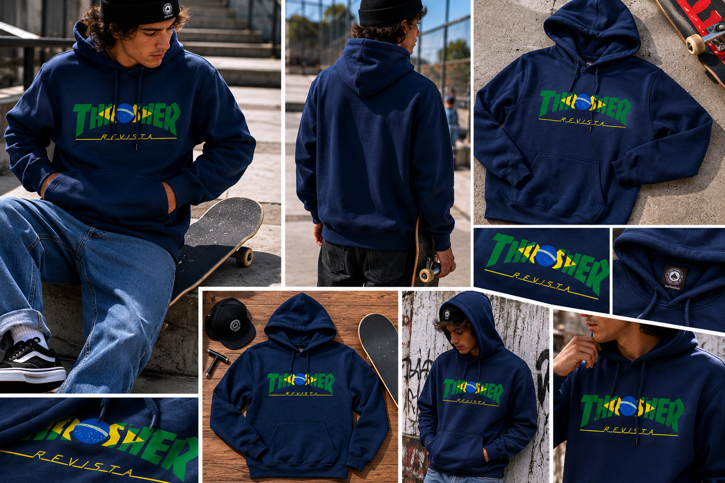 MOLETOM THRASHER MAGAZINE CMOLETOM BRAZIL REVISTA-OUT - Azul/Blue