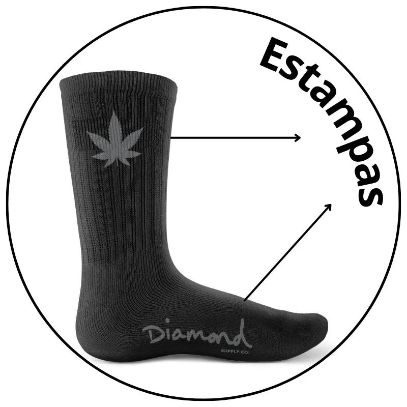 Meia Diamond supply Cannabis - Black/preto
