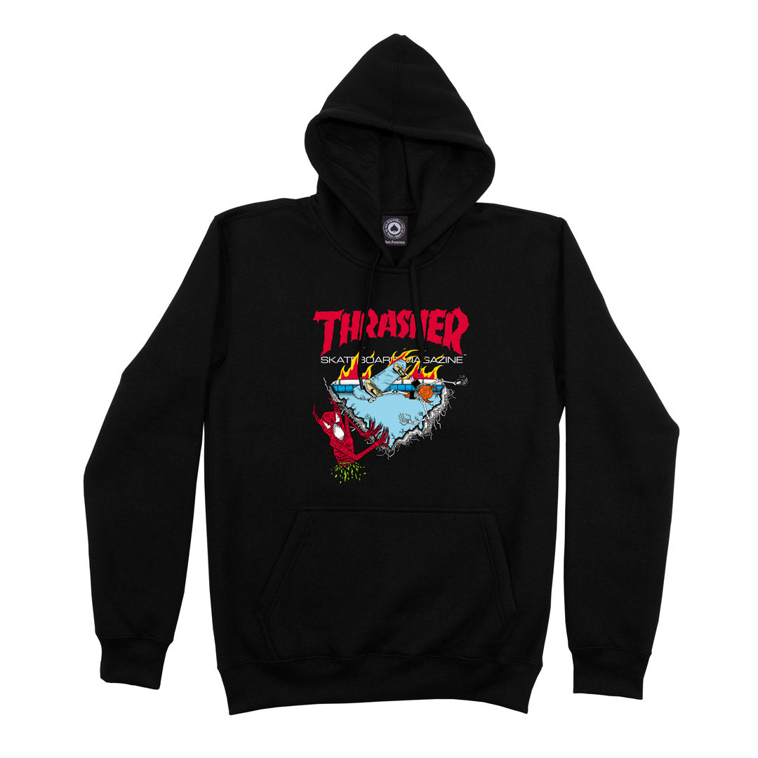 Moletom THRASHER Canguru Fechado Neckface 500 – Preto/Black