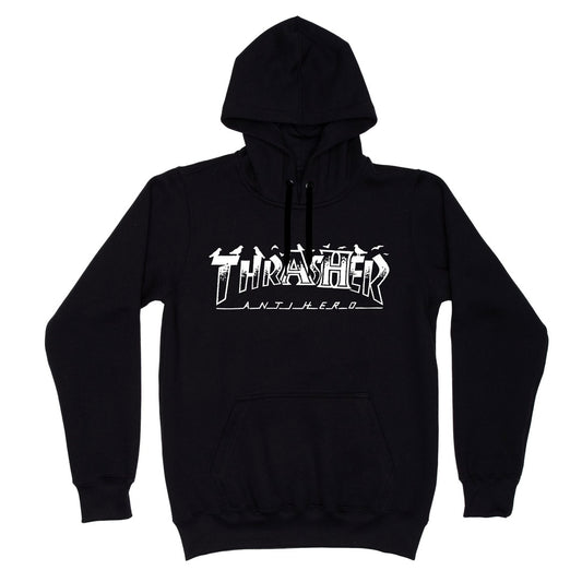 Moletom THRASHER x ANTIHERO CANGURU FECHADO PIGEON MAG Black/Preto