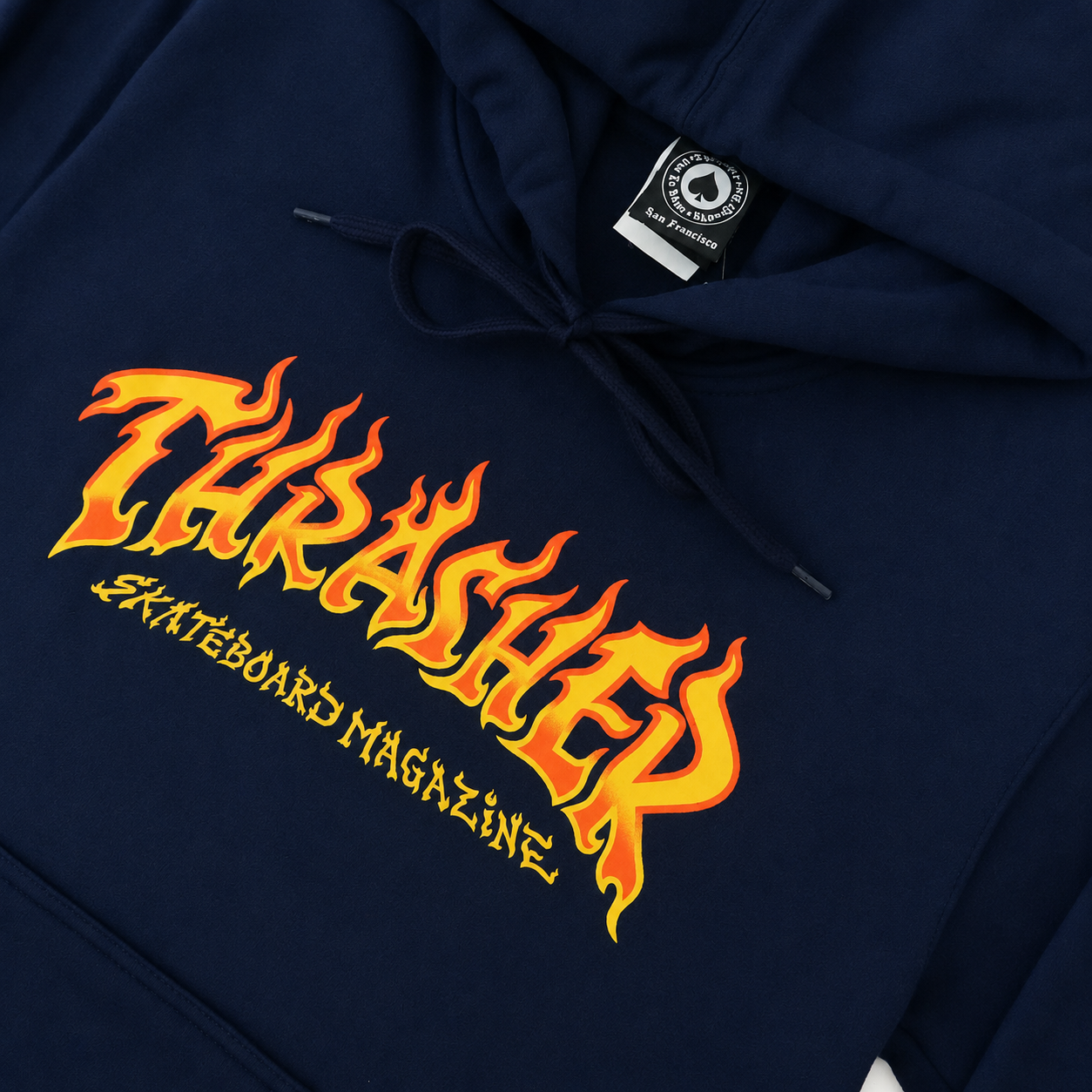 Moletom Thrasher  CANGURU FECHADO FIRE - Azul Marinho
