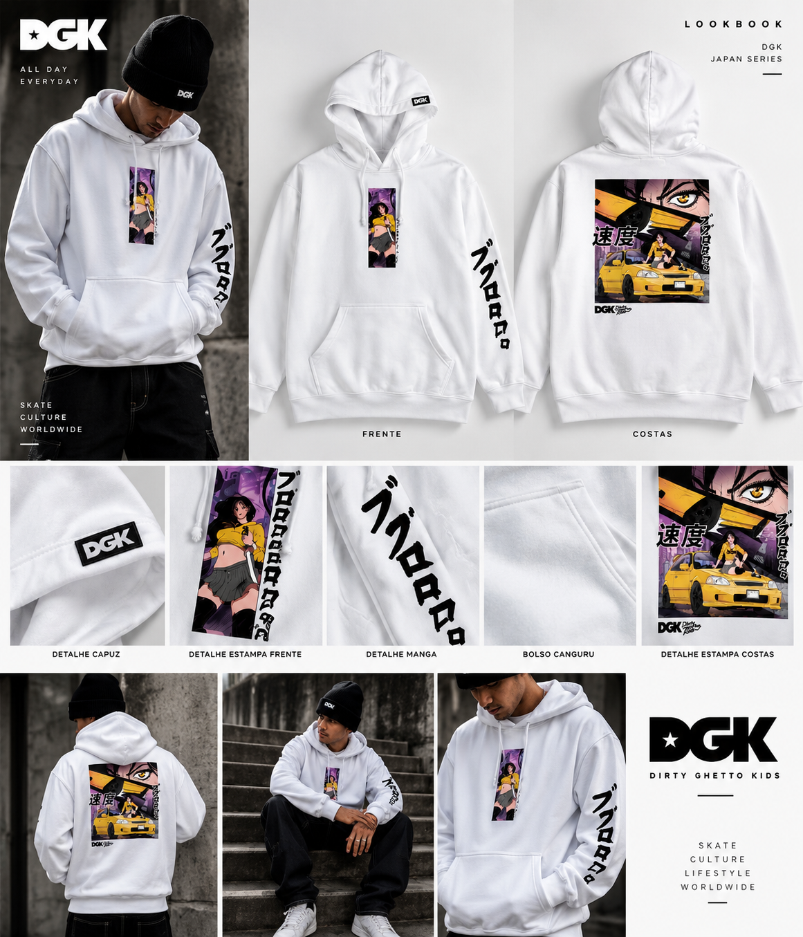 Moletom DGK importado Killin" Hooded Fleece White/Branco