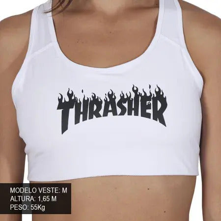 Top Thrasher Flame Hot - Branco/Preto