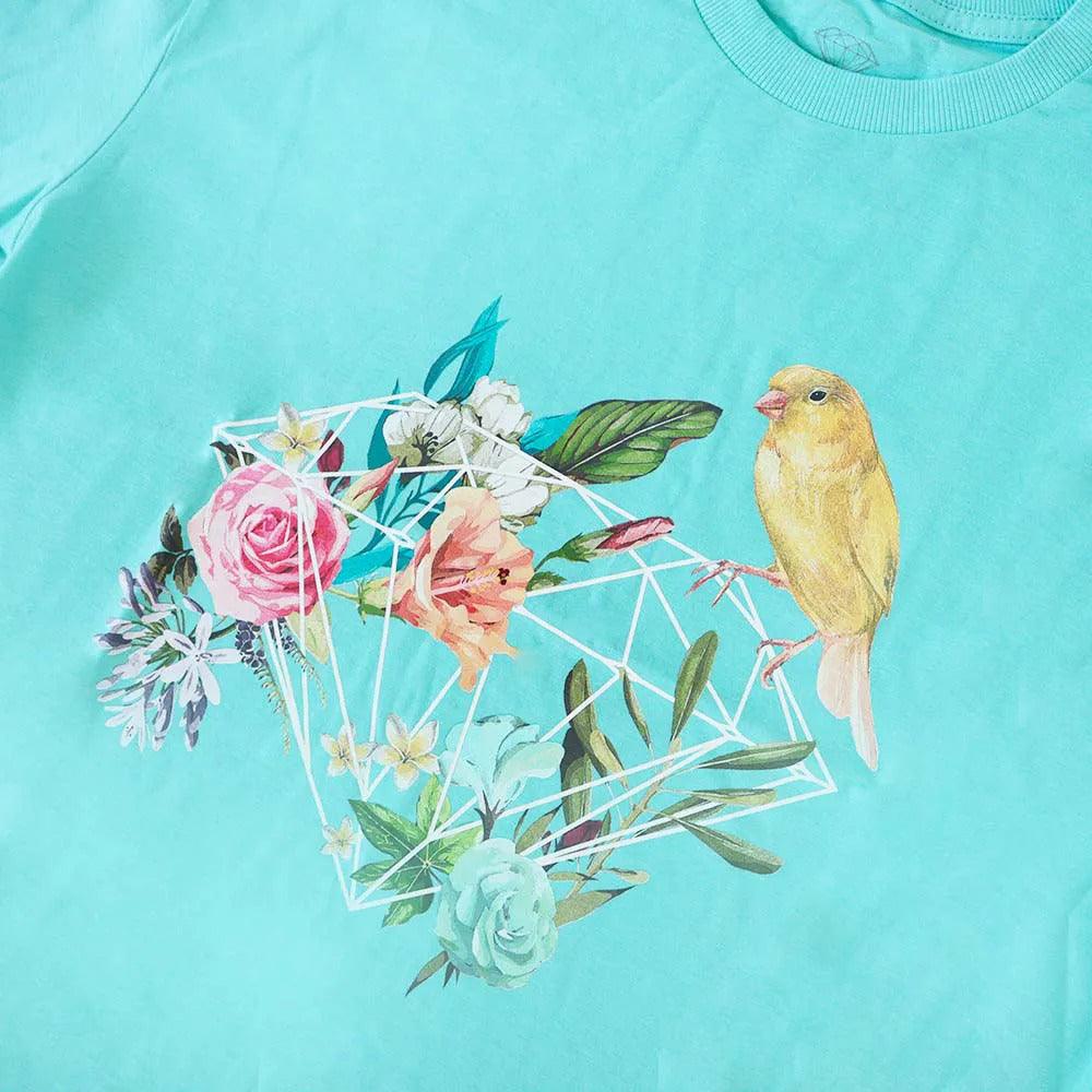 Camiseta Diamond Supply - CANARY FLOWERS TEE - Diamond Blue/ Azul Claro - Dreamin Shop BR