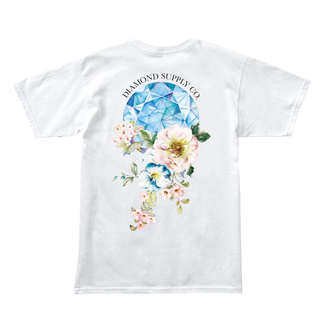 Camiseta Diamond Supply - DIAMOND & FLOWERS - White/Branco - Dreamin Shop BR