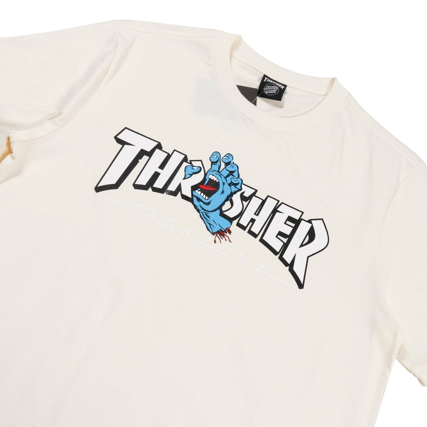Camiseta Thrasher Magazine Screaming Logo ss x Santa Cruz Collab - Off White