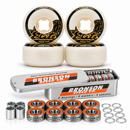 COMBO Roda OJ Elite Hardline 99du Skateboard Wheels 58MM +  Rolamento Bronson G3 speed bearings