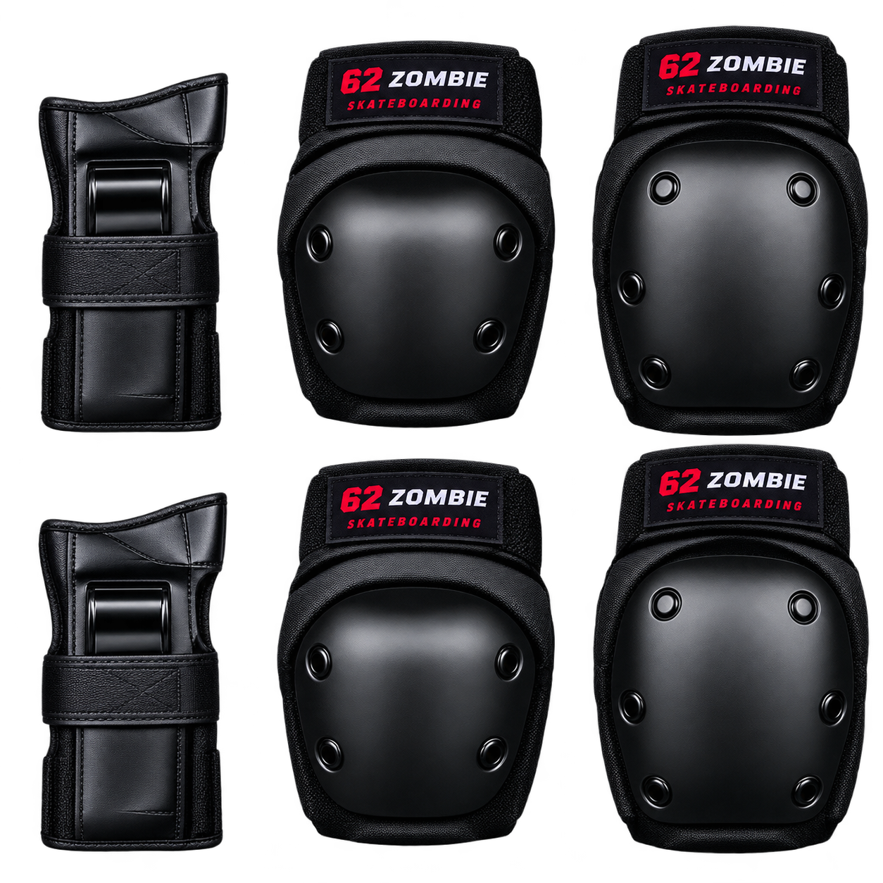 Kit de Proteção 62 Zombie Skateboarding Adulto 6 Peças – Preto