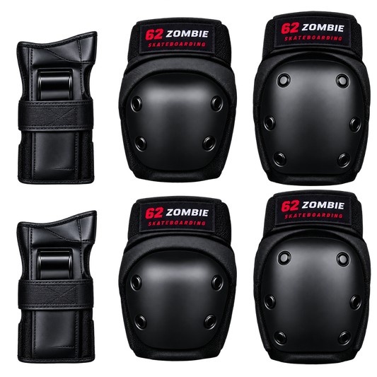 Kit de Proteção 62 Zombie Skateboarding Adulto 6 Peças – Preto